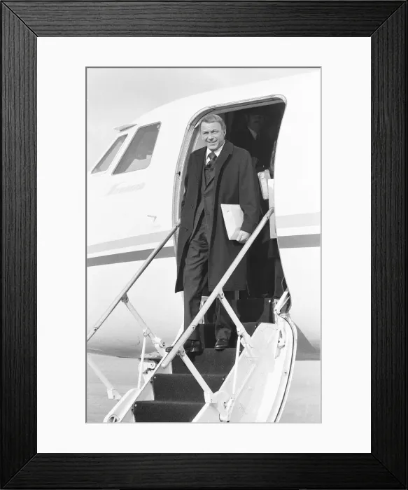 Framed Print : Frank Sinatra seen here arriving at Gatwick Airport in his Gulfstream private jet Framed Print : Frank Sinatra seen here arriving at Gatwick Airport in his Gulfstream private jet