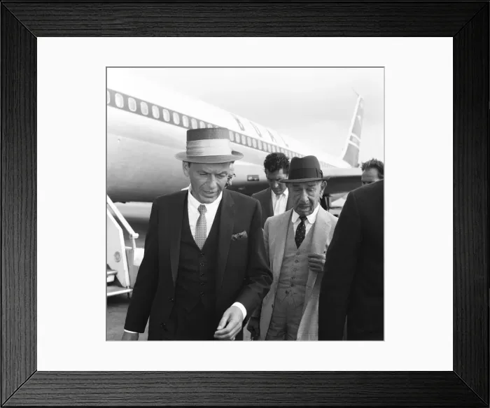 Framed Print : Singers Frank Sinatra and Dean Martin seen here at Heathrow Airport shortly after their Framed Print : Singers Frank Sinatra and Dean Martin seen here at Heathrow Airport shortly after their