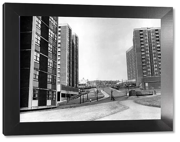 The high rise flats at Cruddas Park Housing Estate in Newcastle 23 May 1972