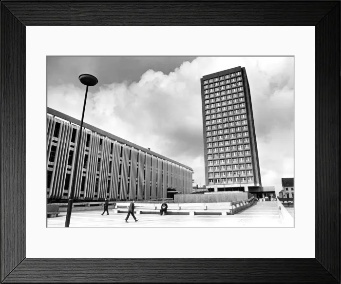 Framed Print : Bewick House high rise flats in Newcastle 2 April 1971