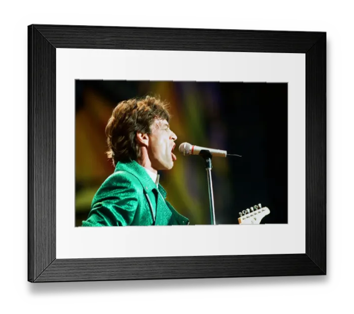 Framed Print : The Rolling Stones performing at Wembley Stadium, London, England. Mick Jagger