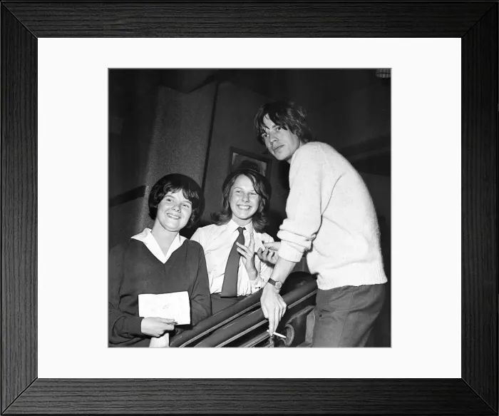 Framed Print : The Rolling Stones: two fans meet Mick Jagger at the ABC Cinema Chester while on tour Framed Print : The Rolling Stones: two fans meet Mick Jagger at the ABC Cinema Chester while on tour