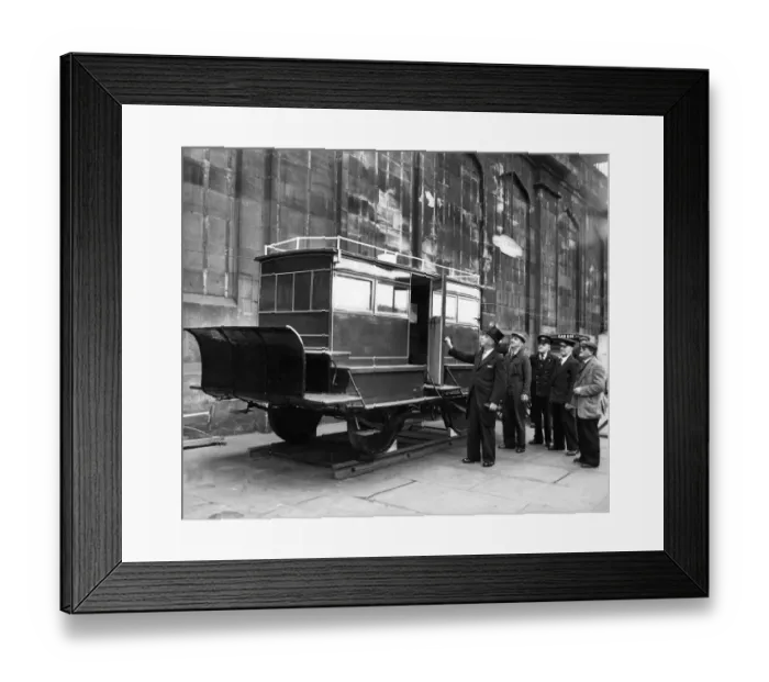 Framed Print : The horse drawn Dandy is the subject of great interest at Carlisle Station on 3rd June