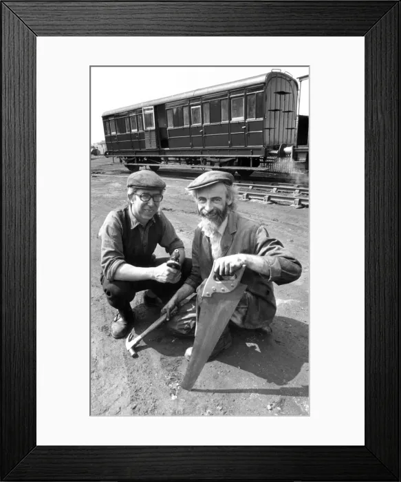 Framed Print : Eric Maxwell (left) and Peter Weightman members of Tanfield Lea Railway Museum with