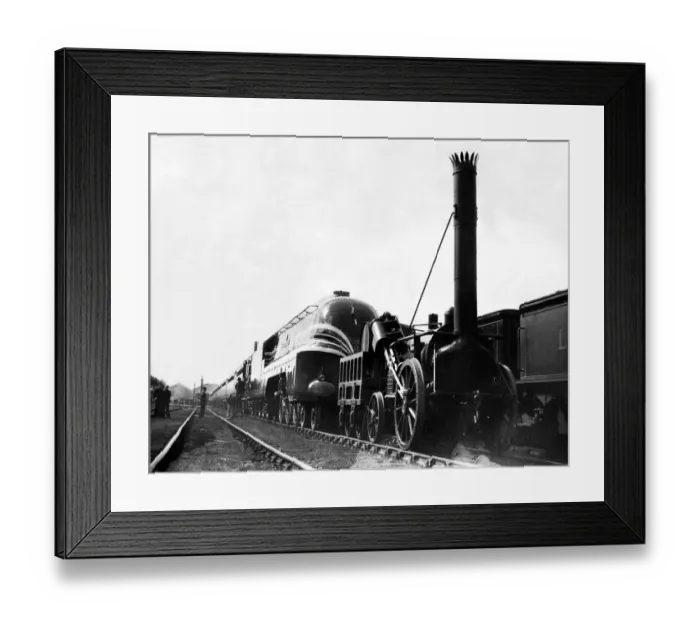 Framed Print : The L. M. S. engine Coronation a new streamlined train with the famous George Stephenson