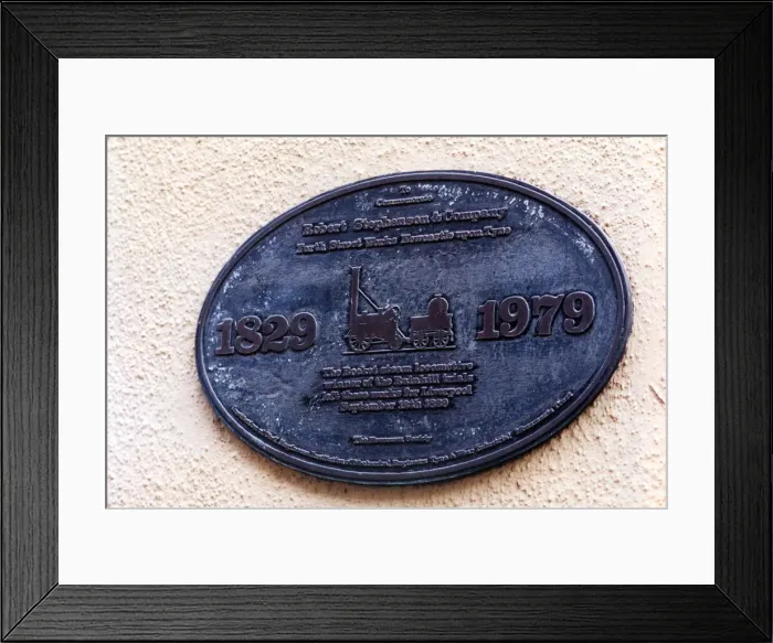 Framed Print : A plaque fixed to George Stephensons South Street Works in Newcastle on 9th June Framed Print : A plaque fixed to George Stephensons South Street Works in Newcastle on 9th June