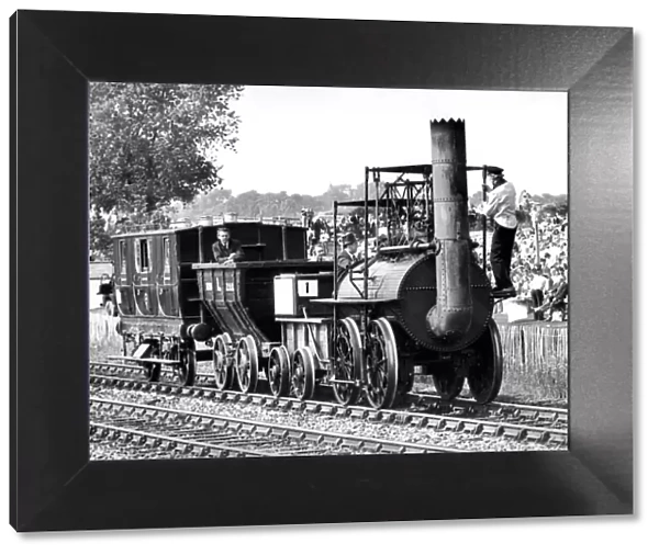 The replica of George Stephensons Locomotion No. 1 heads a cavalcade of locos