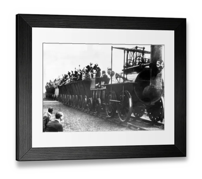 Framed Print : This is Locomotion No. 1, with its replica of George Stephenson Framed Print : This is Locomotion No. 1, with its replica of George Stephenson
