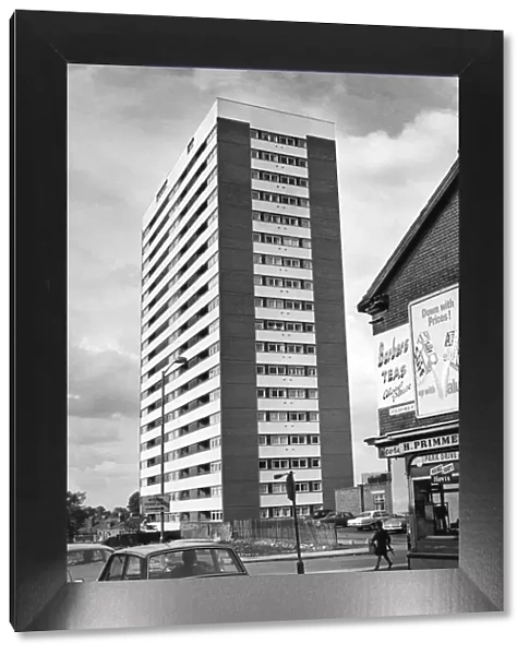 Tower block near Guildford Street, Lozells, Birmingham. 18th July, 1968