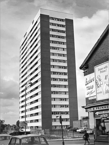 Tower block near Guildford Street, Lozells, Birmingham. 18th July, 1968