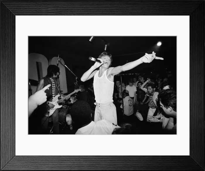 Framed Print : Mick Jagger and Ronnie Wood at Londons 100 Club where the Rolling Stones played a Framed Print : Mick Jagger and Ronnie Wood at Londons 100 Club where the Rolling Stones played a