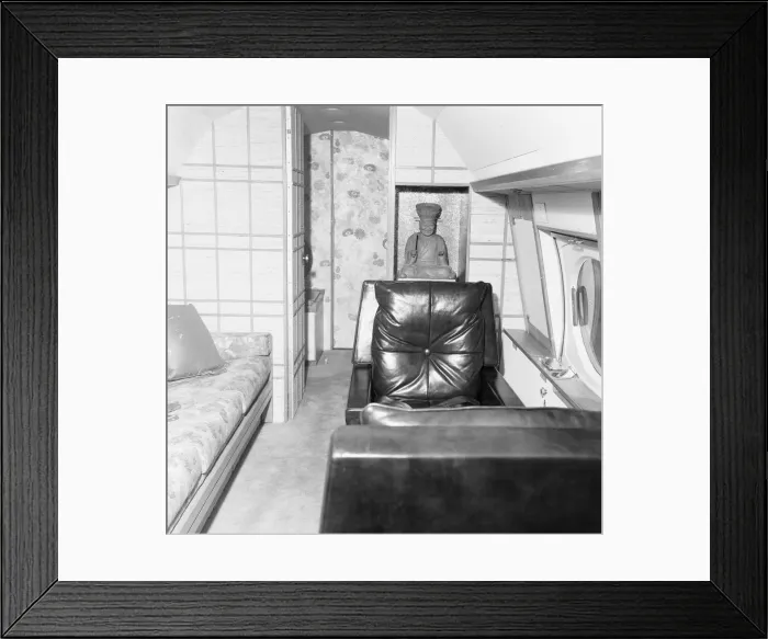 Framed Print : The interior of Frank Sinatra Gulfstream private jet after it had landed at Gatwick