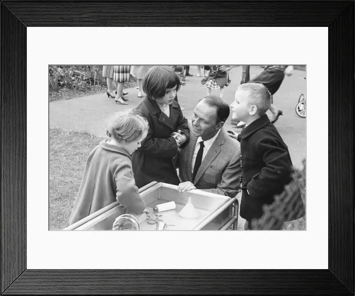 Framed Print : Frank Sinatra seen here during a visit to Royal National College for the Blind at Norwood