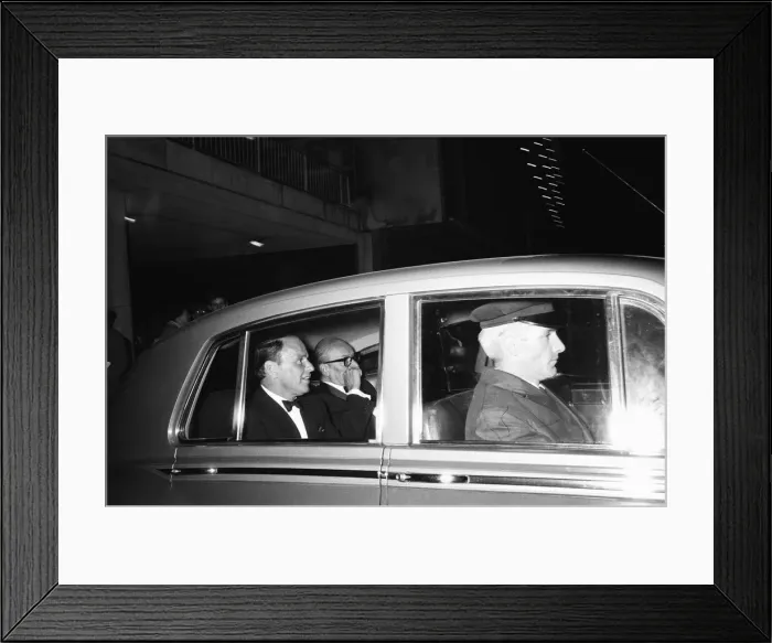 Framed Print : Singer Frank Sinatra seen here leaving the Royal Festival Hall after performing for Framed Print : Singer Frank Sinatra seen here leaving the Royal Festival Hall after performing for