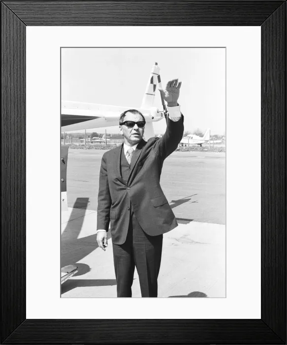 Framed Print : Singer Frank Sinatra who is in the United Kingdom to perform two charity concerts in aid