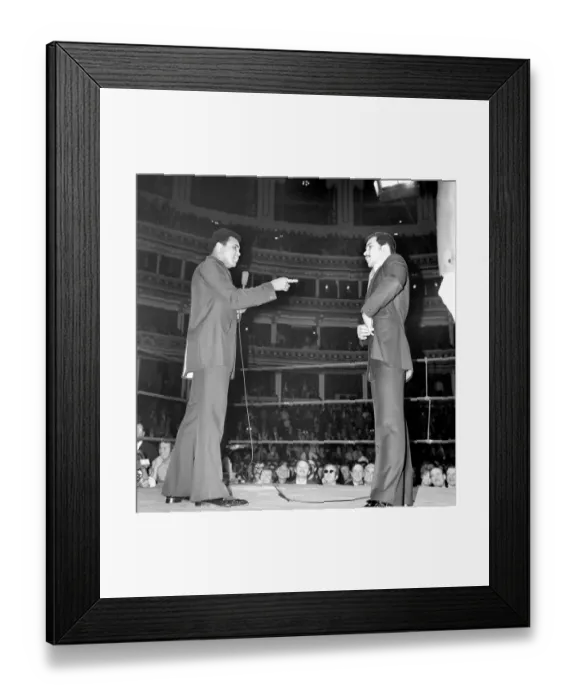 Framed Print : Boxing at Albert Hall. Mohammad Ali and John Conteh. December 1974