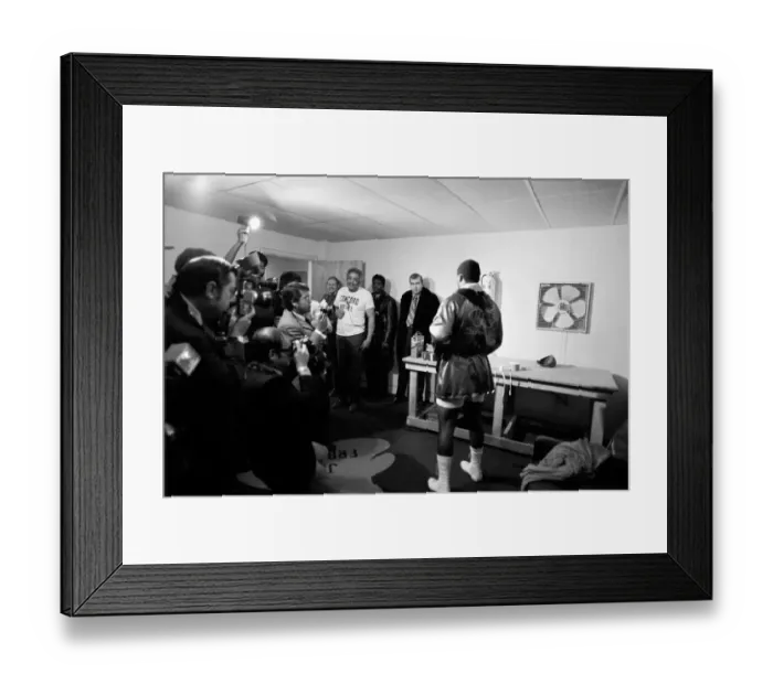 Framed Print : World Heavyweight Champion, Joe Frazier seen here giving a press conference in the run up