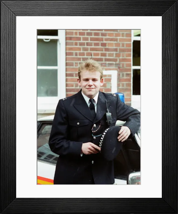Framed Print : Huw Higginson actor who plays the role of PC George Garfield on ITV programme The Bill