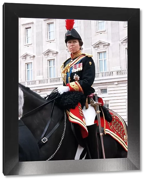Princess Anne taking part in trooping the colour June 1999