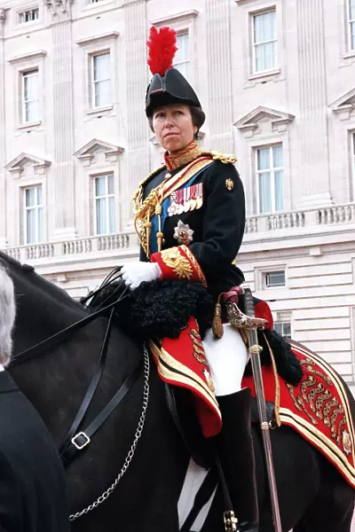 Princess Anne taking part in trooping the colour June 1999