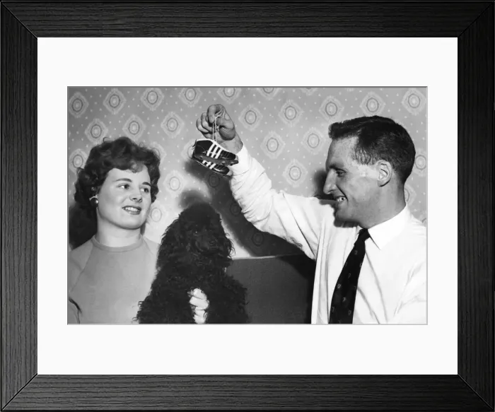 Framed Print : Aston Villa footballer Vic Crowe at home with his wife Barbara