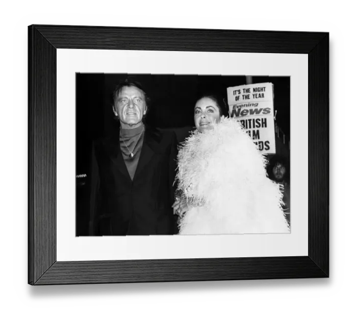 Framed Print : Elizabeth Taylor and Richard Burton arrive at the Evening News Briitish Film Awards in Framed Print : Elizabeth Taylor and Richard Burton arrive at the Evening News Briitish Film Awards in