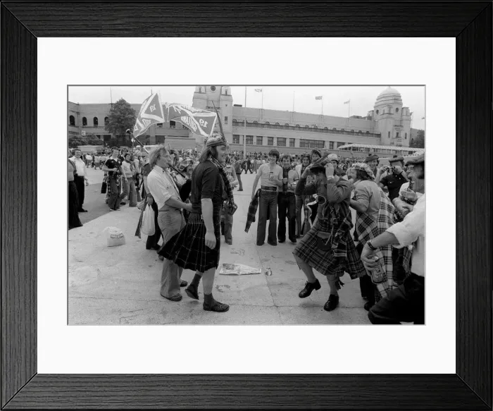 Framed Print : Scottish fans outside Wembley Stadium before their side Framed Print : Scottish fans outside Wembley Stadium before their side