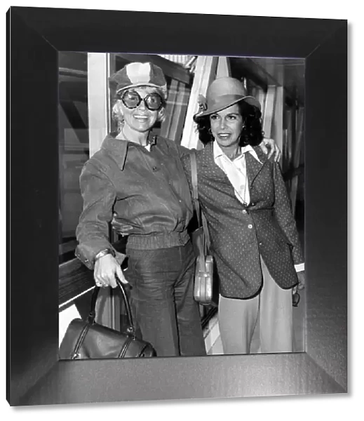 Doris Day and Jacqueline Susann at Heathrow Airport today. 20th September 1973