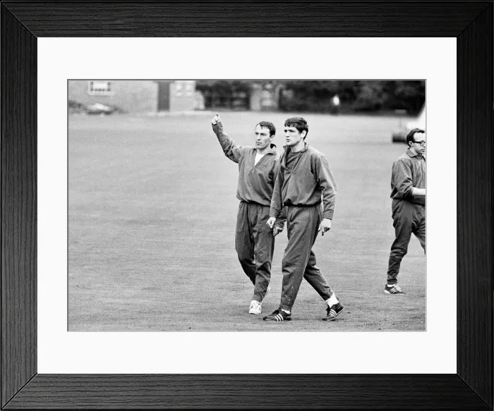 Framed Print : England squad players training at Roehampton, on the eve of the World Cup Final