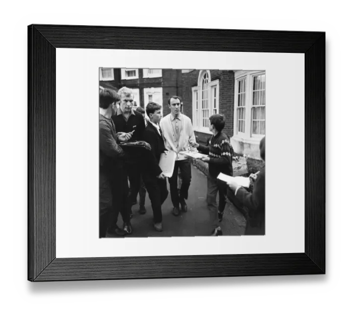 Framed Print : England players leave team hotel, The Hendon Hall Hotel, to watch film in cinema