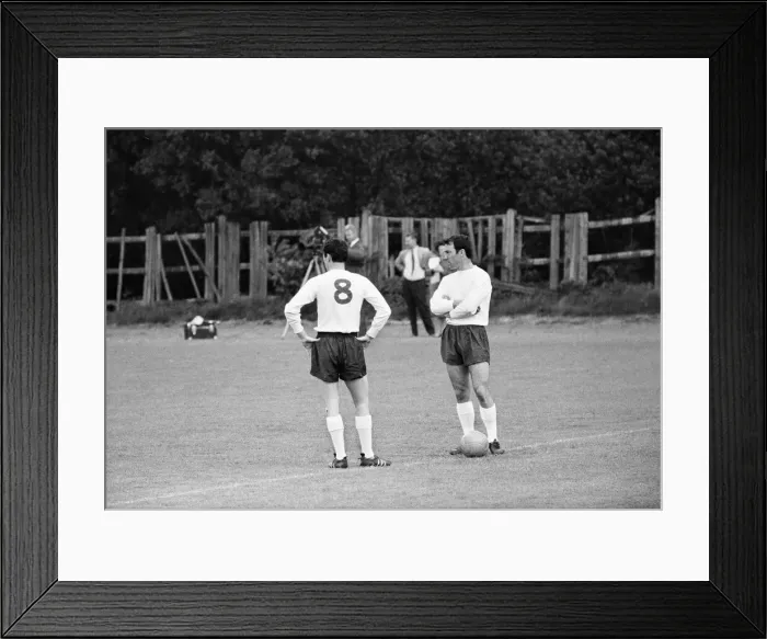 Framed Print : England Squad training at Roehampton for tomorrows match at Wembley against Yugoslavia