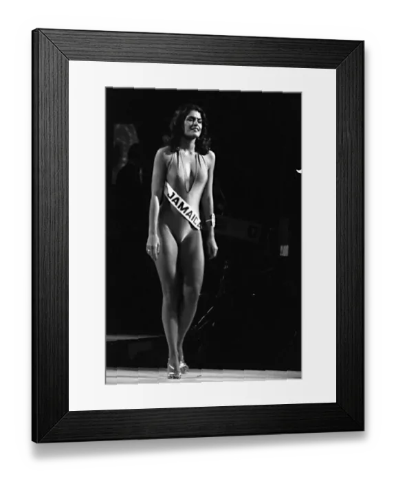 Framed Print : Miss Jamaica Cindy Breakspeare wins Miss world title 1976 Holding cape sceptre Framed Print : Miss Jamaica Cindy Breakspeare wins Miss world title 1976 Holding cape sceptre