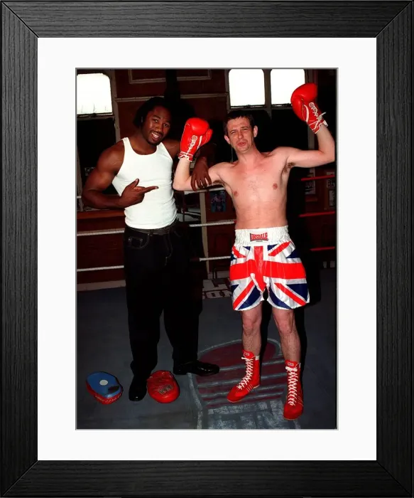 Framed Print : Matthew Wright Mirror Journalist with Lennox Lewis 1997 WBC World Heavy Weight