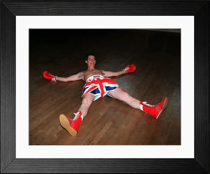 Framed Print : Matthew Wright after his Friendly bout with World Boxing Champion Lennox Lewis in a Framed Print : Matthew Wright after his Friendly bout with World Boxing Champion Lennox Lewis in a