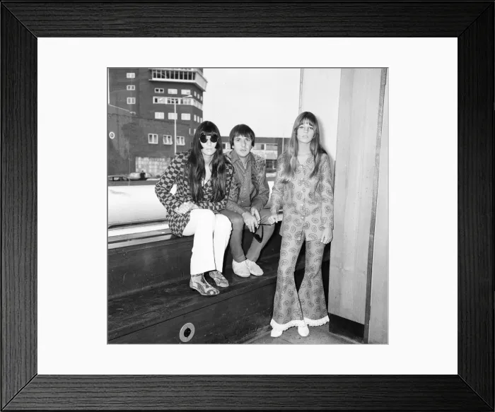 Framed Print : Sonny Bono & Cher, American music duo, pictured at London Heathrow Airport Framed Print : Sonny Bono & Cher, American music duo, pictured at London Heathrow Airport