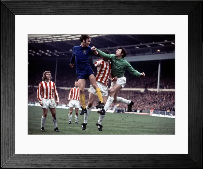 Framed Print : League Cup Final. Stoke City 2 v. Chelsea 1. John Dempsey and Gordon Banks Framed Print : League Cup Final. Stoke City 2 v. Chelsea 1. John Dempsey and Gordon Banks