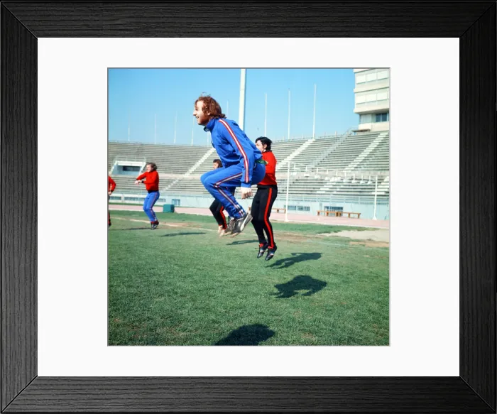 Framed Print : Stoke City FC in training at Olympic stadium. Terry Conroy. March 1973 Framed Print : Stoke City FC in training at Olympic stadium. Terry Conroy. March 1973