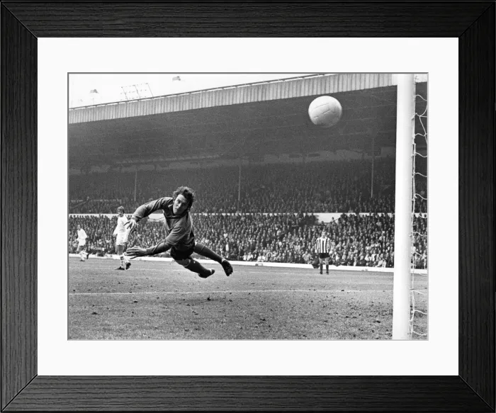 Framed Print : Leeds United v. Stoke City. Farmer makes a great finger tip save Framed Print : Leeds United v. Stoke City. Farmer makes a great finger tip save