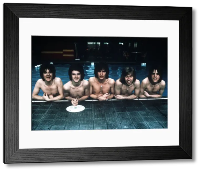 Framed Print : Pop group The Bay City Rollers pose in the swimming pool. 11th March 1975 Framed Print : Pop group The Bay City Rollers pose in the swimming pool. 11th March 1975