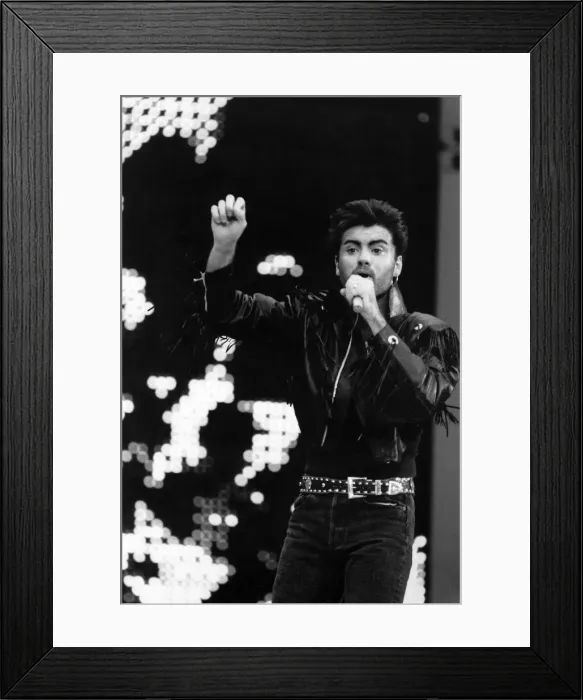 Framed Print : George Michael of pop duo Wham! performing on stage. 23rd September 1986 Framed Print : George Michael of pop duo Wham! performing on stage. 23rd September 1986