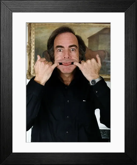 Framed Print : Singer Neil Diamond clowns for the camera during a tour of the UK Framed Print : Singer Neil Diamond clowns for the camera during a tour of the UK