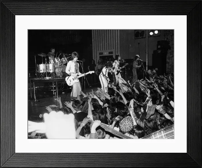 Framed Print : Scottish pop group Bay City Rollers in concert, circa May 1975 Framed Print : Scottish pop group Bay City Rollers in concert, circa May 1975