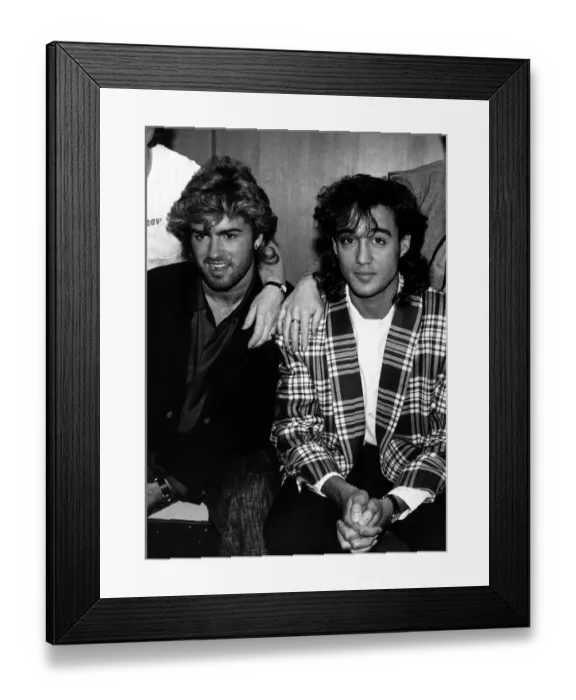 Framed Print : Andrew Ridgeley and George Michael of pop duo Wham, 1985