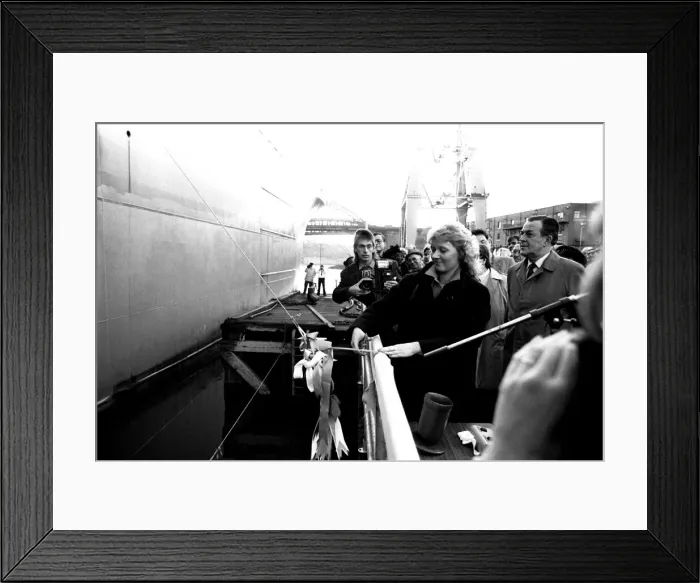 Framed Print : The naming ceremony of the merchant ship Dietrich Oldendorff at the North Sands yard of Framed Print : The naming ceremony of the merchant ship Dietrich Oldendorff at the North Sands yard of