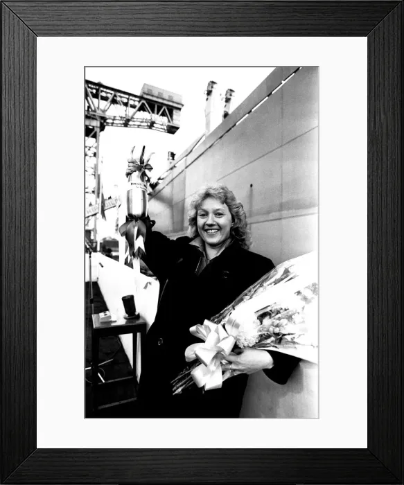 Framed Print : The naming ceremony of the merchant ship Dietrich Oldendorff at the North Sands yard of Framed Print : The naming ceremony of the merchant ship Dietrich Oldendorff at the North Sands yard of