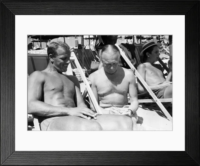 Framed Print : Ex - Leeds United player John Charles at the beach in Italy after being bought by Framed Print : Ex - Leeds United player John Charles at the beach in Italy after being bought by