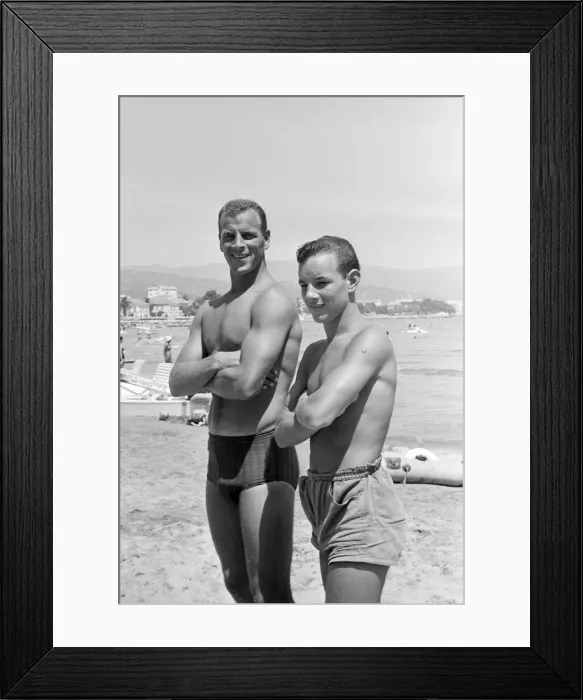Framed Print : Ex - Leeds United player John Charles at the beach in Italy after being bought by Framed Print : Ex - Leeds United player John Charles at the beach in Italy after being bought by