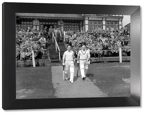 Yorkshire v. Worcester at Fartown, Huddersfield. Opening batsmen Len Hutton & Harry