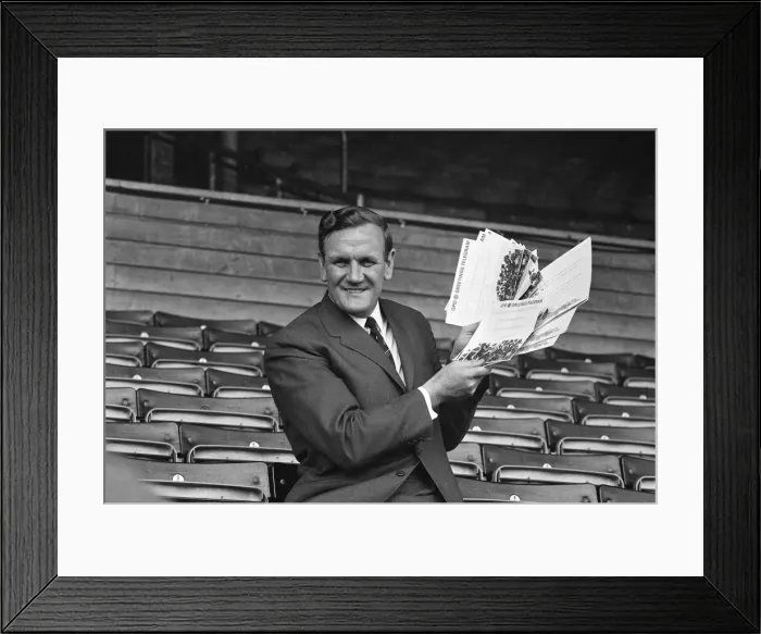 Framed Print : Leeds United manager Don Revie at Elland Road with telegrams congratulating him Framed Print : Leeds United manager Don Revie at Elland Road with telegrams congratulating him