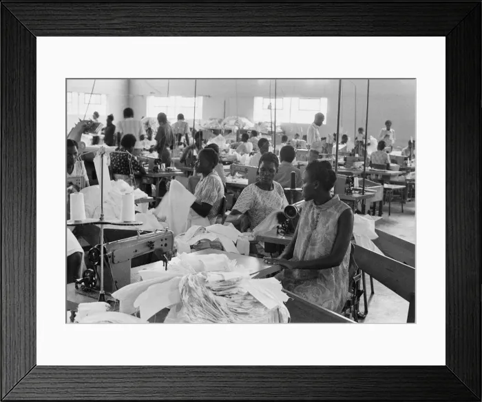 Framed Print : Women at work at a textiles factory in Kampala, Uganda. 27th February 1977 Framed Print : Women at work at a textiles factory in Kampala, Uganda. 27th February 1977